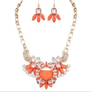 Orange & Gold Royal Queen’s Jeweled Statement Necklace